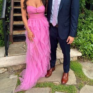 Hello Molly STATEMENT CHOICE STRAPLESS TULLE MAXI DRESS HOT PINK
